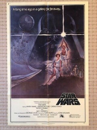 Star Wars 1977 Ss Folded " Style A,  77/21 " Theatrical Poster 27 X 41