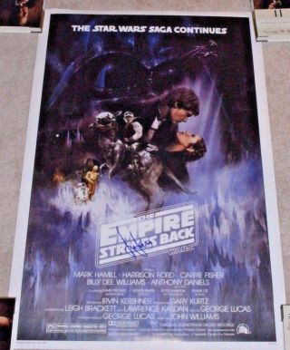 Harrison Ford Signed Star Wars The Empire Strikes Back F/s Poster W/coa Han Solo