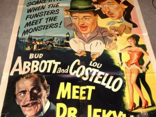 Vintage MOVIE POSTER 1953 Abbott & Costello Meet Dr.  Jekyll.  3 SHEET Universal 3