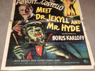 Vintage MOVIE POSTER 1953 Abbott & Costello Meet Dr.  Jekyll.  3 SHEET Universal 4