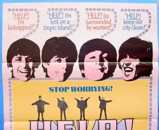 1965 THE BEATLES HELP GLOSSY 1 - SHEET MOVIE POSTER 65/293 FE3283 2