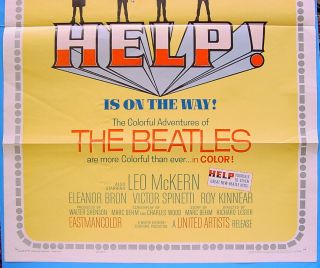1965 THE BEATLES HELP GLOSSY 1 - SHEET MOVIE POSTER 65/293 FE3283 3