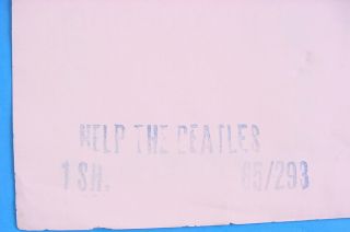 1965 THE BEATLES HELP GLOSSY 1 - SHEET MOVIE POSTER 65/293 FE3283 5