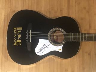 Luke Bryan Signed Autographed Black Acoustic Guitar W/,