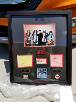 AC/DC IN - PERSON SIGNED x 5 Scott,  Young (s),  Rudd,  Williams 6/27/79 CUSTOM FRAMED 7