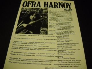 Ofra Harnoy.  Most Distincitve Canada Artist Since Glen Gould Rare 