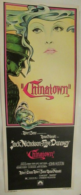 1974 Release 14x36 Insert Poster Chinatown - Awesome - Unfolded Rare