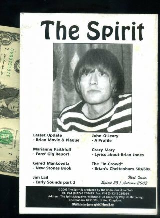 2003 The SPIRIT: BRIAN JONES FAN CLUB issue 22 SPRING 2003 FANZINE 3