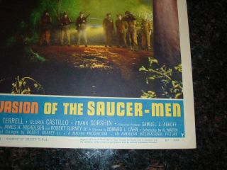 INVASION OF THE SAUCER - MEN 1957 Lobby Card,  C8.  5 Very Fine to Near 3