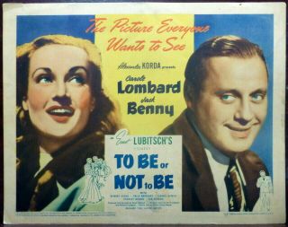 Carole Lombard To Be Or Not To Be 1942 Lobby Title Card Jack Benny