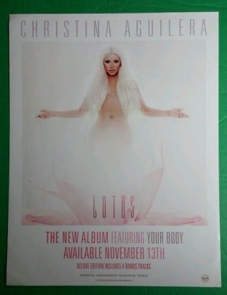 Xtina Christina Aguilera Lotus White Pink Photo Poster Large Window Cling