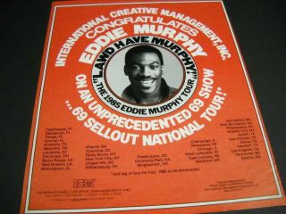 Eddie Murphy 1985 Sellout National Tour Promo Poster Ad Congratulations Con