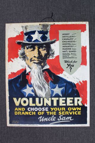 Volunteer And Choose - Uncle Sam - Art By Arthur Edrop (1917) 16 " X 20 " Us Wa.