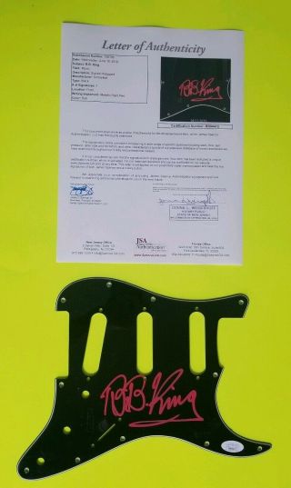 B.  B.  King Signed Fender Strat Guitar Pickguard Certified Authentic With Jsa