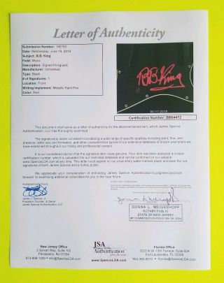 B.  B.  KING SIGNED FENDER STRAT GUITAR PICKGUARD CERTIFIED AUTHENTIC WITH JSA 3