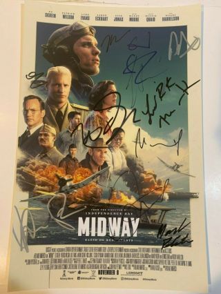 Midway Cast Signed 11x17 Poster Autographed By 13 Luke Evans Ed Skrein Patrick W