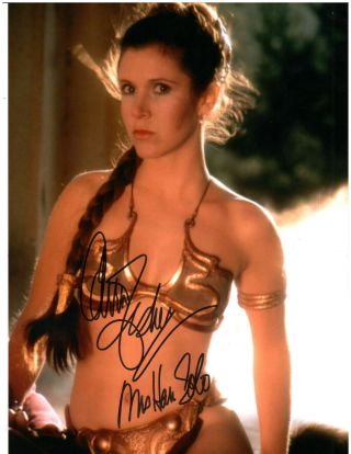Rare Signed Carrie Fisher Princess Leia Photo W/ " Mrs.  Han Solo " Beckett Bas Loa