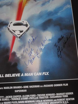 Christopher Reeve Superman The Movie Poster Signed By Gene Hackman/Margot Kidder 2