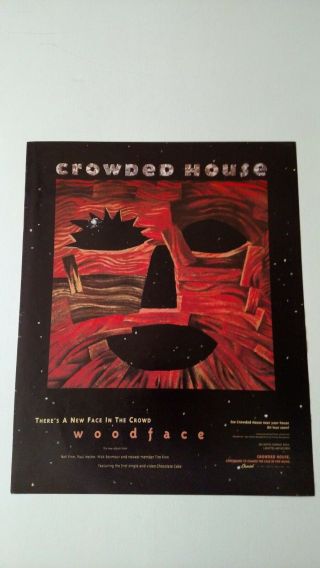 Crowed House " Woodface " (1991) Rare Print Promo Poster Ad