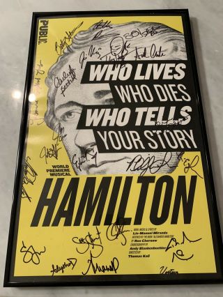 Hamilton Signed Poster - Full Cast From Public Theater