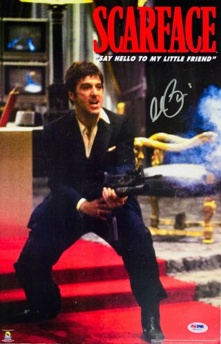 Al Pacino Signed 11 X 17 Scarface Movie Poster Photo Tony Montana - Psa Dna 7