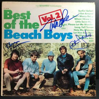 Signed The Beach Boys Autographed Best Album Brian Wilson/al Jardine/mike Love