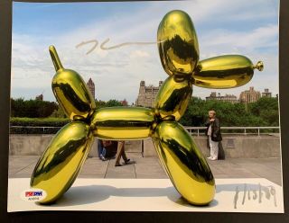 Jeff Koons Signed Photo Psa/dna 8x10 Autograph Balloon Dog Statue Puppy Vase