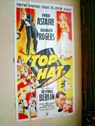 Top Hat 3 Sheet Movie Poster Rerelease 1953 Fred Astaire Ginger Rogers