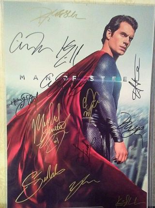 Cast Signed Poster Of _ Man Of Steel - Superman_,  C.  O.  A.