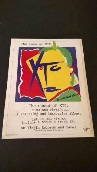 Xtc " Drums & Wires " Rare Print Promo Poster Ad
