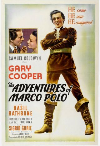 U.  S.  One Sheet Movie Poster " Adventures Of Marco Polo " 1937 Cooper