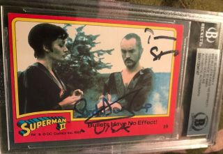 Terence Stamp & Sarah Douglas Signed 1980 Superman Ii Card X2 Auto Autograph Bas