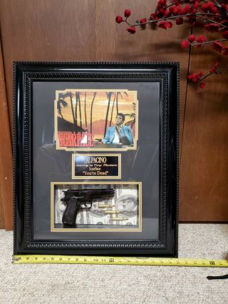 Scarface Tony Montana Al Pacino Wall Framed Picture Gun & Bullets Display
