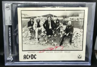 Angus Young Ac/dc Vintage Early Autographed Signed Auto Photo Beckett Bas