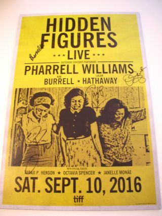 Hidden Figures Movie Poster Cast Signed Octavia Taraji Janelle Pharrell Williams