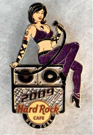 Hard Rock Cafe York Sexy Girl In Purple Sitting On Amplifier Pin 47801