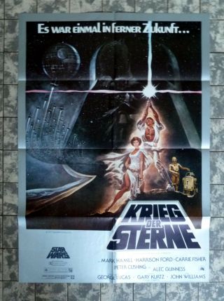 Star Wars Orig.  German 1 - Sheet Filmposter 23x33 Lucas ´77 Hamill Ford Cushing