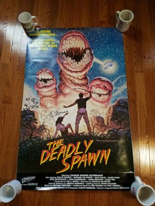 The Deadly Spawn One Sheet Poster 1sh Signed By Producer And Star Rare