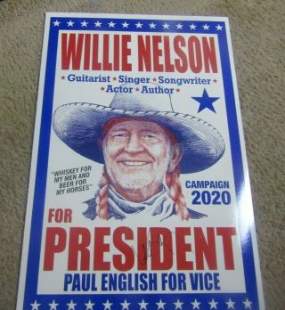 Willie Nelson Autographed Signed Willie For President Poster (beckett)