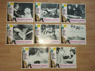 1970 - The Vampire Lovers - Set Of 8 Lobby Cards - Visa Quebec Censure Machine Stamped