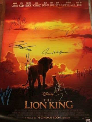 The Lion King Ds Movie Poster Cast Signed Premiere Disney Simba Mufasa Beyonce