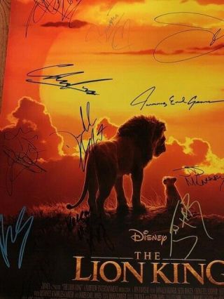 The Lion King DS Movie Poster CAST SIGNED Premiere Disney Simba Mufasa Beyonce 2