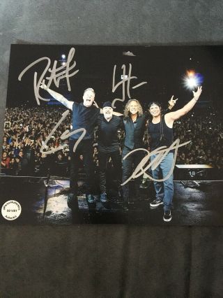 Metallica Band James Hetfield Lars Kirk Hand Signed Autographed 8x10 Photo W/coa