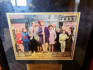 WILLY WONKA Full Cast 8x10 SIGNED PHOTO By Five Kids & GOLDEN TICKET Framed 2
