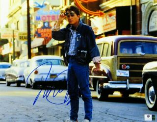 Michael J Fox Signed Autographed 11x14 Photo Back To The Future On Street 834894