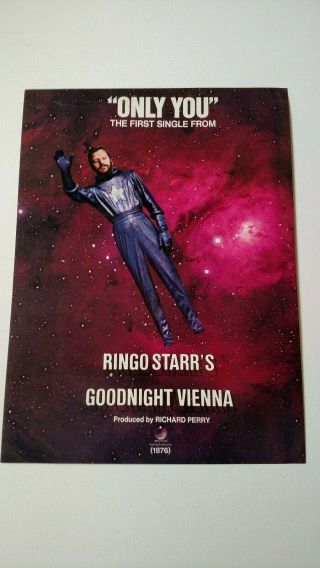 The Beatles Ringo Starr " Only You " (1974) Rare Print Promo Poster Ad