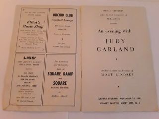 Judy Garland Theater Program 1961 Very Rare Stanley Theatre Jersey City 2