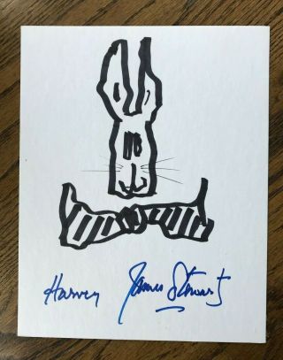 James Stewart,  Harvey Hand Drawing,  Signed/ Autographed 8 X 10