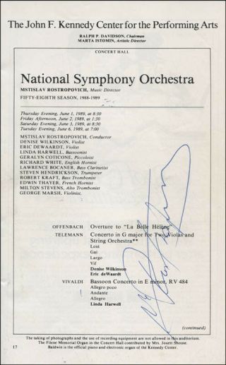 Mstislav L.  Rostropovich - Program Signed Circa 1989