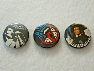 3 X Vintage 1980s Adam And The Ants Uk Metal Button Pin Badges 25mm.  & Antz